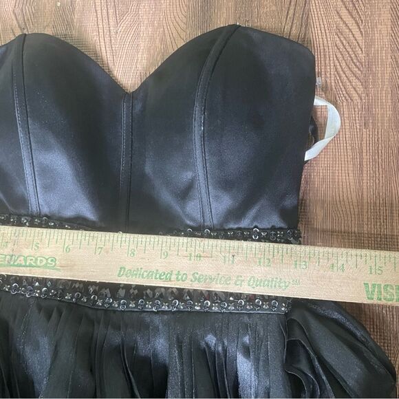 Rachel Allan Black Prom Gown Black Flowy Maxi Dress 6920 Size 4‎ - Picture 9 of 10